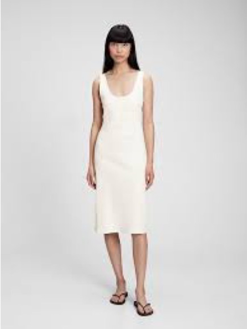 Gap Sleeveless Scoop Neck White Midi Dress